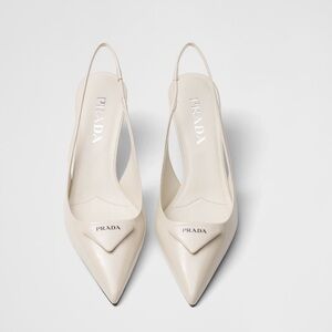 Patent leather slingback pumps